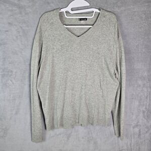 Smartwool Mens Merino Wool Blend V-Neck Sweater Gray Heather Flecked Size M